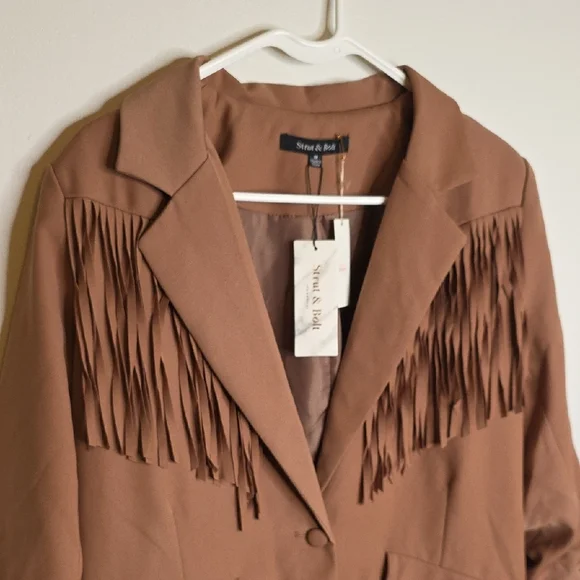 Strut & Bolt Western Brown Fringe Blazer Size Medium- Nwt!! - Picture 2 of 6